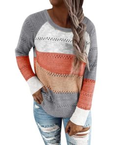 Patchwork Elegant Pullover SweaterDresses2-8