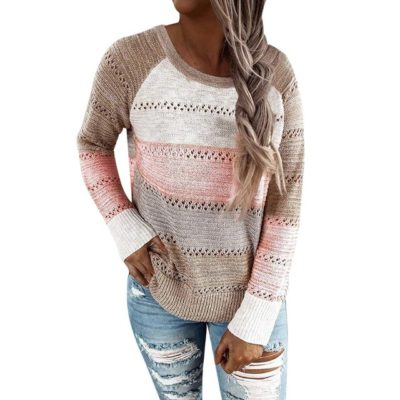 Patchwork Elegant Pullover SweaterDresses3-7