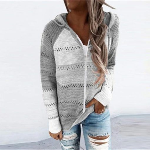 Zipper Knitted Patchwork Pullover SweaterDresses3-9