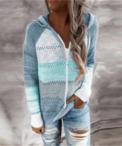 Zipper Knitted Patchwork Pullover SweaterDresses4-8