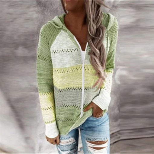 Zipper Knitted Patchwork Pullover SweaterDresses5-4