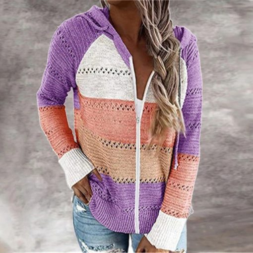 Zipper Knitted Patchwork Pullover SweaterDresses7-1