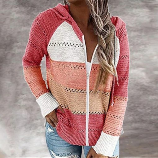 Zipper Knitted Patchwork Pullover SweaterDresses8-1