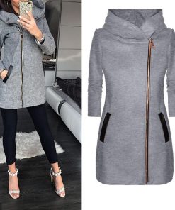 Solid Color Zipper Hooded Plus Size CoatDressesAutumn-Winter-Plus-Size-Fashion-3