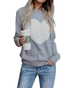Women’s Heart Printed Knitted SweaterTopsAutumn-Women-s-Sweater-Casual-St