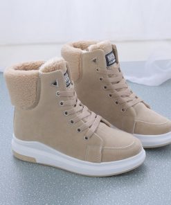 Breathable Autumn Winter Lace-Up BootsBootsBeige-4