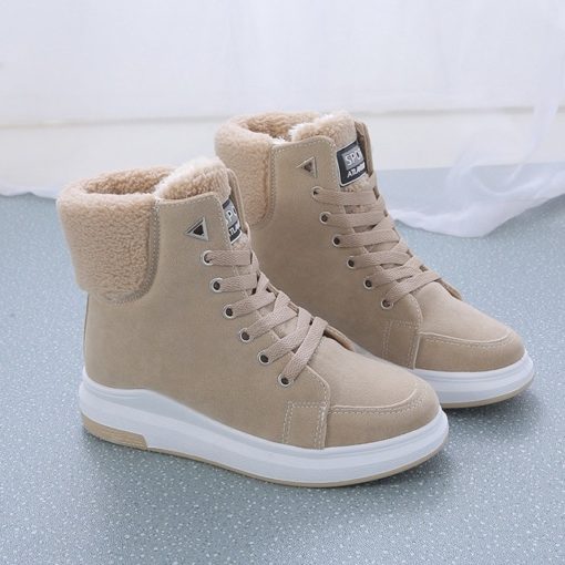 Breathable Autumn Winter Lace-Up BootsBootsBeige-4