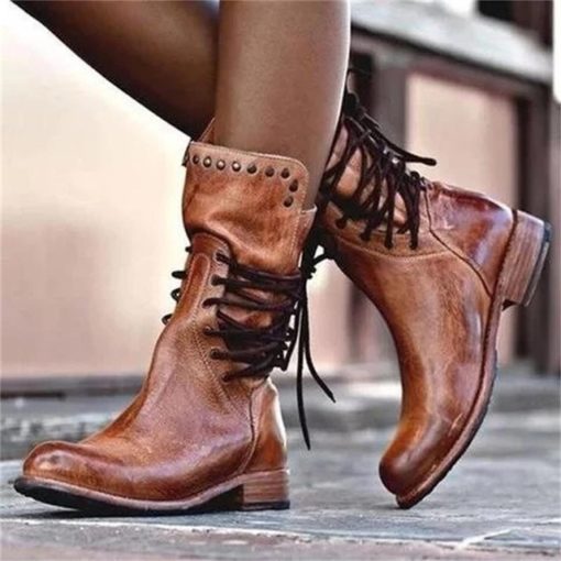 Warm Lace Up Vintage BootsBootsBrown-2