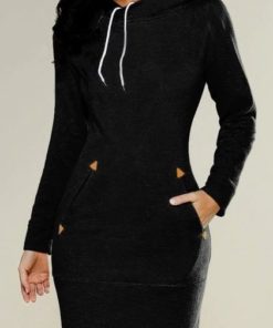 Fall Style Extra Long HoodieDressesExtra-Long-Hoodie-Plain-Hooded-E