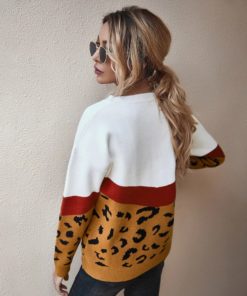 Leopard Patchwork Fall Knitted SweaterTopsFashion-Leopard-Patchwork-Autumn-1