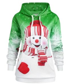 Plus Size Women’s Christmas Sweatshirt , HoodieDressesGreen-6