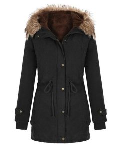 Ladies Fur Lining Solid CoatTopsNew-Overcoat-Ladies-Fur-Lining-C-2