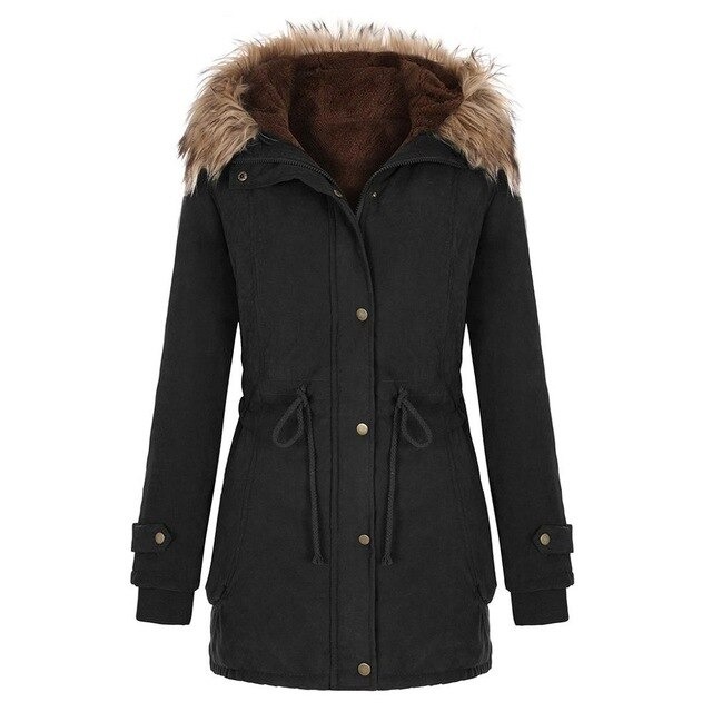 Ladies Fur Lining Solid Coat – Miggon