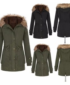 Ladies Fur Lining Solid CoatTopsNew-Overcoat-Ladies-Fur-Lining-C