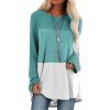 Plus Size Patchwork Casual Long ShirtTopsPatcwork-T-Shirt-Long-Sleeve-Wom-1