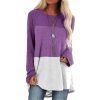 Plus Size Patchwork Casual Long ShirtTopsPatcwork-T-Shirt-Long-Sleeve-Wom-4