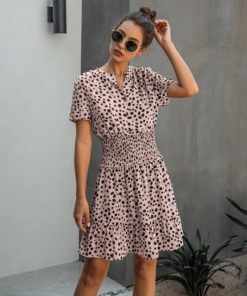 Women’s Leopard Casual Ruffle Mini DressDressesPurple-2