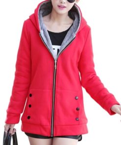 2020 Autumn Winter Casual Warm Thick HoodieDressesRED-3