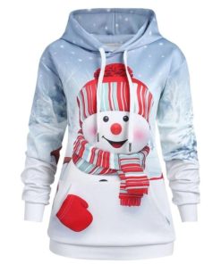 Plus Size Women’s Christmas Sweatshirt , HoodieDressesWhite-4