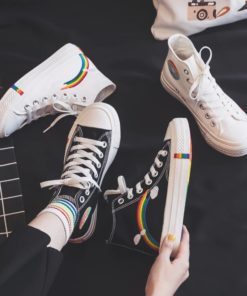 New Rainbow Retro Canvas SneakerShoesWomen-s-Fashion-2020-Vulcanized