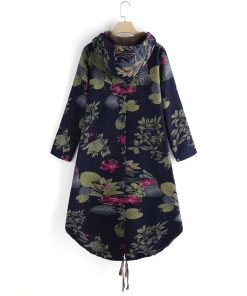 Casual Floral Print Long Hooded Warm Vintage CoatTopsWomens-Casual-Winter-Coat-Jacket-2