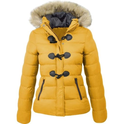 New Arrival Solid Color Winter Warm JacketTopsYellow-5
