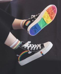 New Rainbow Retro Canvas SneakerShoesblack-22