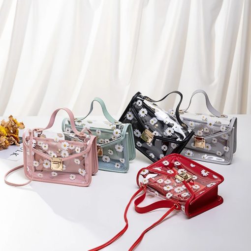 Transparent Daisy Print HandbagHandbags2020-Fashion-Women-Transparent-D-5
