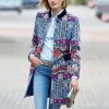 New Fashion Floral Print Long Trench CoatTops2020-Spring-Autumn-Overcoat-Expe