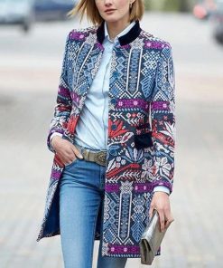 New Fashion Floral Print Long Trench CoatTops2020-Spring-Autumn-Overcoat-Expe