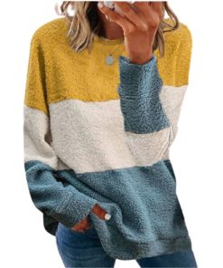 Patchwork Long Sleeve Plush TopsTops5XL-Winter-Sweatshirts-Women-Pat-2