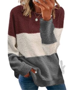 Patchwork Long Sleeve Plush TopsTops5XL-Winter-Sweatshirts-Women-Pat