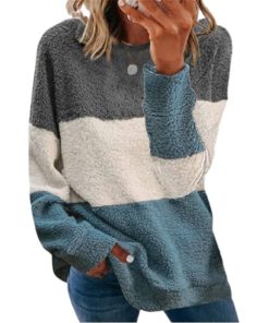 Patchwork Long Sleeve Plush TopsTops5XL-Winter-Sweatshirts-Women-Pat-3