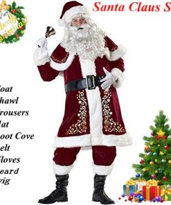 Santa Claus Full Set | Merry ChristmasDressesAdult-Christmas-Costume-9-Pcs-Ve