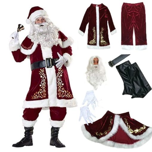 Santa Claus Full Set | Merry ChristmasDressesAdult-Christmas-Costume-9-Pcs-Ve-3