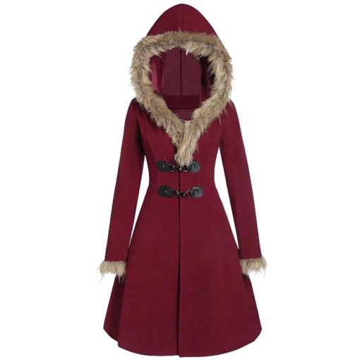 Fur Hooded Slim Long CoatTopsCoat-Women-2020-Autumn-Winter-Fu-3