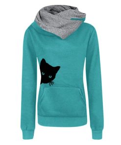 Cute Cat Print Hoodie, SweatshirtTopsCute-Cat-Print-Sweatshirt-Women-1
