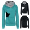 Cute Cat Print Hoodie, SweatshirtTopsCute-Cat-Print-Sweatshirt-Women