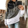 Leopard Print Turtleneck Pullover SweatshirtTopsHoodies-Women-Ladies-Solid-Hoode-1