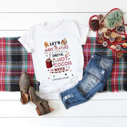Unisex Christmas T ShirtTopsLet-Bake-Stuff-Drink-Hot-Cocoa-a-2