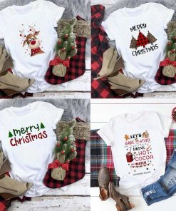 Unisex Christmas T ShirtTopsLet-Bake-Stuff-Drink-Hot-Cocoa-a-5