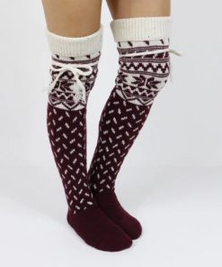 Christmas Women’s Long Knitted SockBottomsPURPLE-1