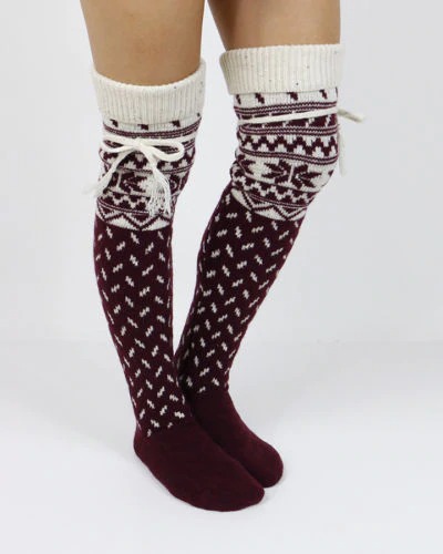 Christmas Women’s Long Knitted SockBottomsPURPLE-1