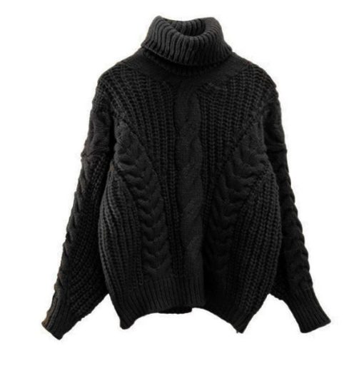 Knitted Casual Twist Warm SweaterTopsTurtleneck-Sweater-Women-s-Autum-1