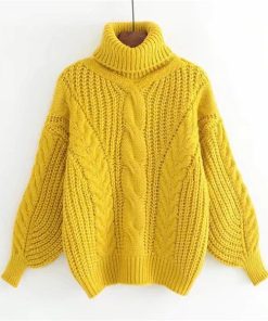 Knitted Casual Twist Warm SweaterTopsTurtleneck-Sweater-Women-s-Autum