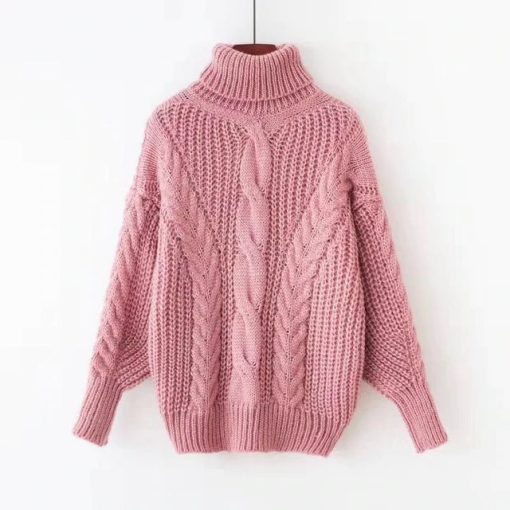 Knitted Casual Twist Warm SweaterTopsTurtleneck-Sweater-Women-s-Autum-3