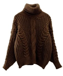 Knitted Casual Twist Warm SweaterTopsTurtleneck-Sweater-Women-s-Autum-4