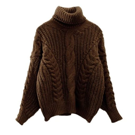 Knitted Casual Twist Warm SweaterTopsTurtleneck-Sweater-Women-s-Autum-4