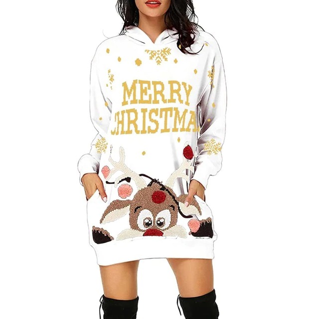Merry Christmas Hooded Long Sweater – Miggon