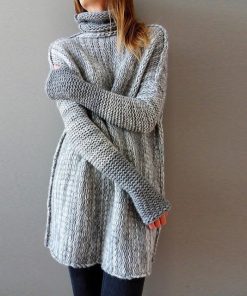 Turtleneck Knitted Pullover SweaterTopsVestido-de-punto-de-cuello-alto-1